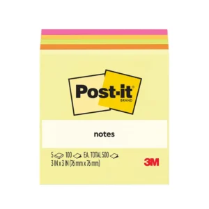 paper-products-018 โพสต์อิท 3เอ็ม กระดาษโน้ตแถบกาว 3x3 นิ้ว รุ่น 654-4 คละสี x 4+1