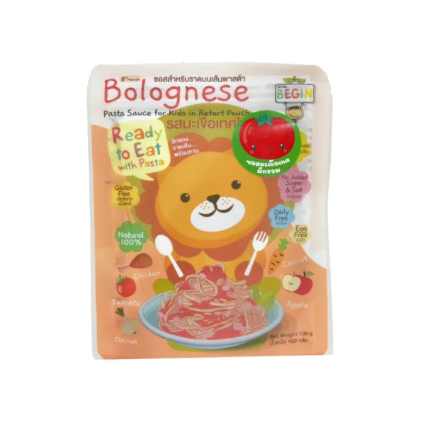 pasta-noodles-0157 Begin Baby เส้นสปาเก็ตตี้พร้อมซอสในตัว ฉีกซองพร้อมทาน สะดวก อร่อย ไม่ปรุงรส ไม่มีสารกันบูด รสมะเขือเทศไก่ 100 กรัม