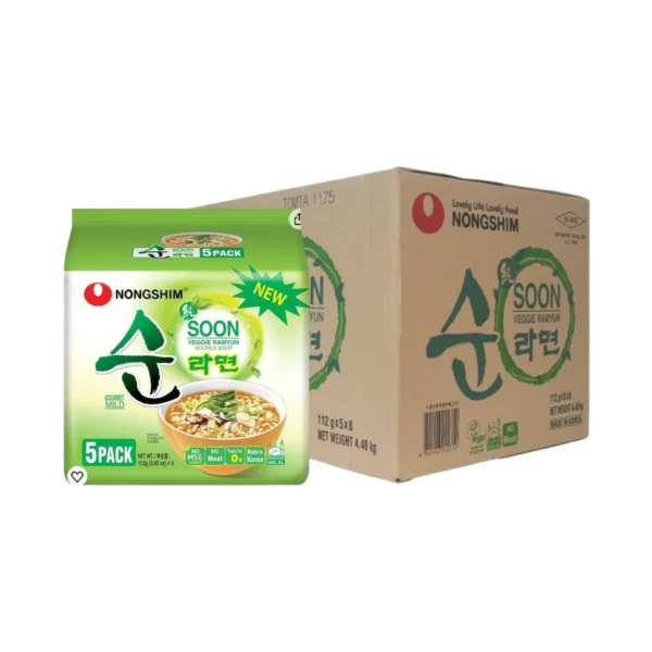 [ขายยกลัง] Nongshim Soon Veggie Ramyun นงชิม บะหมี่กึ่งสําเร็จรูป ซุน เวจจี ราเมียน รสผัก 1 ลังมี 40 ซอง