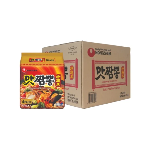 [ขายยกลัง] Nongshim champong noodle soup spicy seafood flavor จัมปง นูดเดิ้ล ซุป สไปซี่ ซีฟู้ด 1 ลังมี 32 ซอง