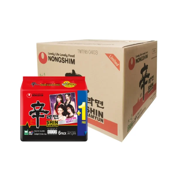 [ยกลัง แพ็ค 5+1 ซอง มีการ์ด] ชิน รามยอน นงชิม นู้ดเดิ้ล ซุป - Shin Ramyun Nongshim Noodle Soup (1 ลัง 48 ซอง)