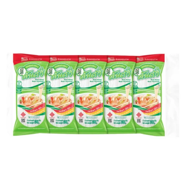 [สินค้าใหม่] วุ้นเส้นต้นถั่ว (ตัด) (ขนาด 80 กรัม X 5 ห่อ) วุ้นเส้นถั่วเขียว Bean Brand Bean Vermicelli