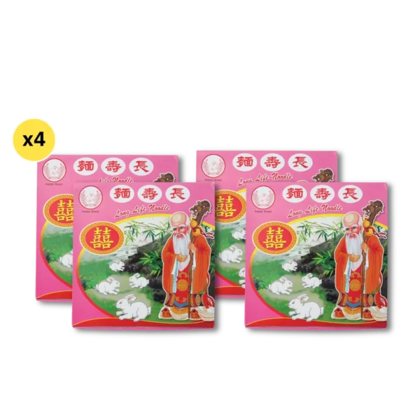 หมี่ฮ่องกง (ตาแปะ)  500 กรัม 4 กล่อง ตรากระต่าย - Hong Kong Style Noodles หมี่เจ ไม่ใส่วัตถุกันเสีย เก็บได้นาน 2 ปี