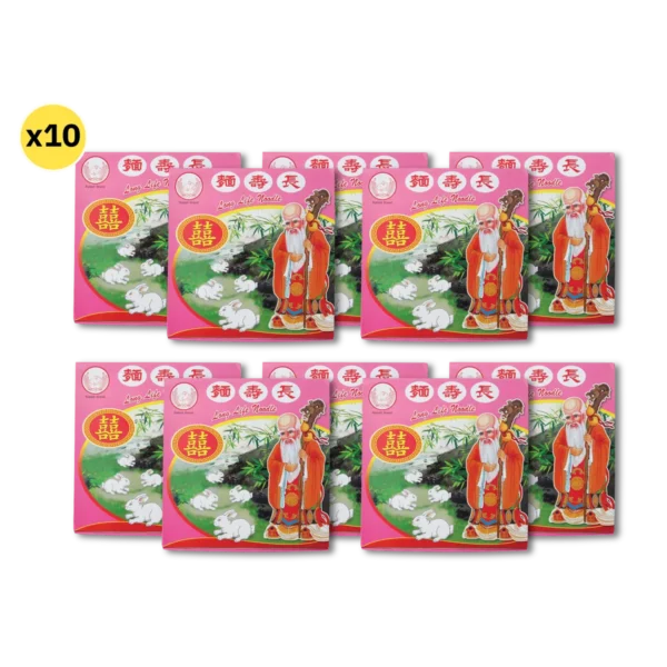 หมี่ฮ่องกง (ตาแปะ) 500 กรัม 10 กล่อง ตรากระต่าย หมี่ซั่วเจ ไม่ใส่วัตถุกันเสีย เก็บได้นาน 2 ปี