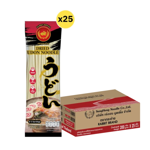อุด้งเส้นแบนแห้ง 200 กรัม 25 ห่อ ตรากระต่าย - Udon Noodles เส้นเหนียวนุ่ม สไตล์ญี่ปุ่น ไม่ใส่วัตถุกันเสีย