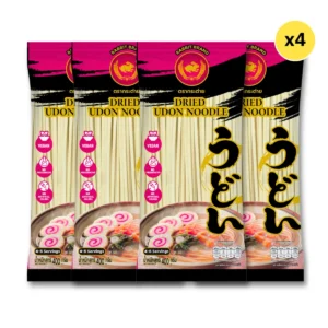 อุด้งเส้นแบนแห้ง 400 กรัม 4 ห่อ ตรากระต่าย - Udon Noodles  เส้นเหนียวนุ่ม สไตล์ญี่ปุ่น สินค้าเจ