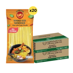 เส้นข้าวซอยเหลือง 500กรัม 20 ห่อ ตรากระต่าย - Khao Soi Noodles (Yellow) เส้นเหนียวนุ่ม ไม่ใส่วัตถุกันเสีย เจ