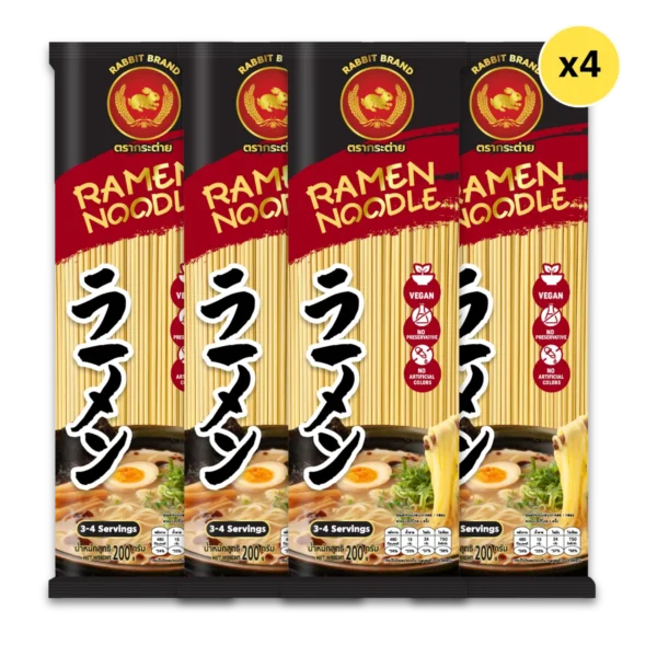 เส้นราเมน 200 กรัม 4 ห่อ ตรากระต่าย - Ramen Noodles เส้นเหนียวนุ่ม สไตล์ญี่ปุ่น ไม่ใส่วัตถุกันเสีย เจ
