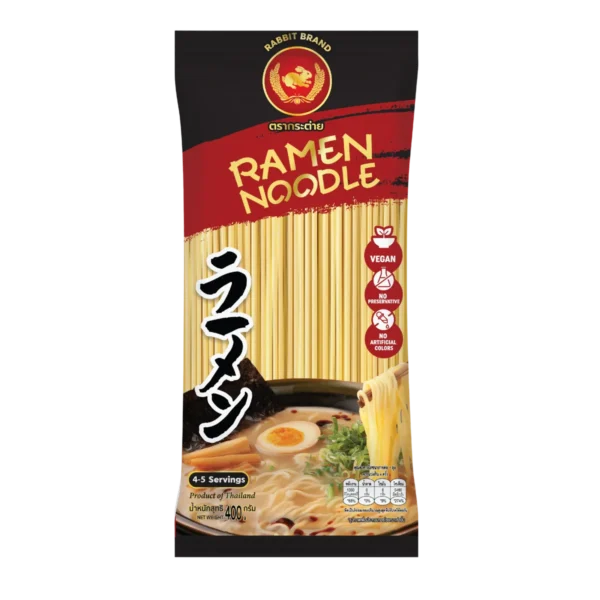pasta-noodles-0286 เส้นราเมน 400 กรัม 1 ห่อ ตรากระต่าย - Ramen Noodles เส้นเหนียวนุ่ม สไตล์ญี่ปุ่น ไม่ใส่วัตถุกันเสีย เจ