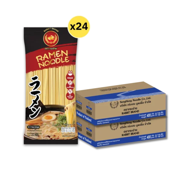 pasta-noodles-0287 เส้นราเมน 400 กรัม 24 ห่อ ตรากระต่าย ยกลัง สุดคุ้ม เส้นเหนียวนุ่ม สไตล์ญี่ปุ่นแท้ - Ramen Noodles