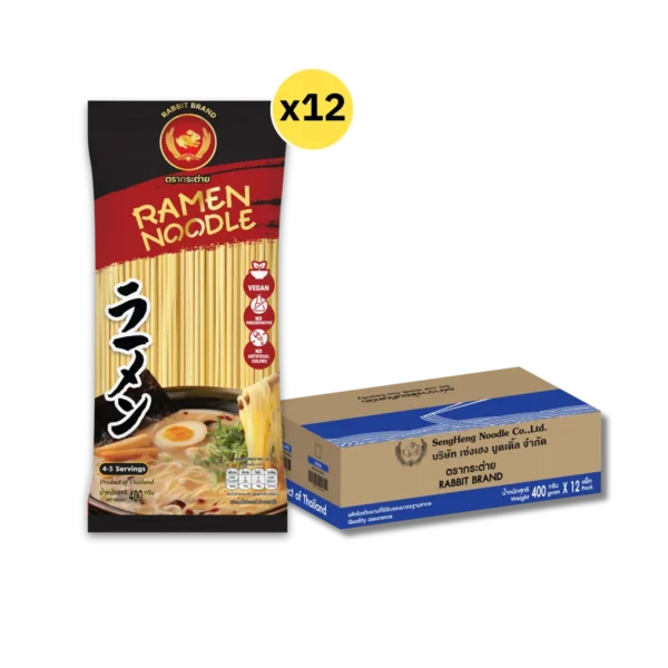pasta-noodles-0291 เส้นราเมน ตรากระต่าย 400กรัม 12ห่อ สุดคุ้ม เส้นเหนียวนุ่ม สไตล์ญี่ปุ่นแท้ - Ramen Noodles