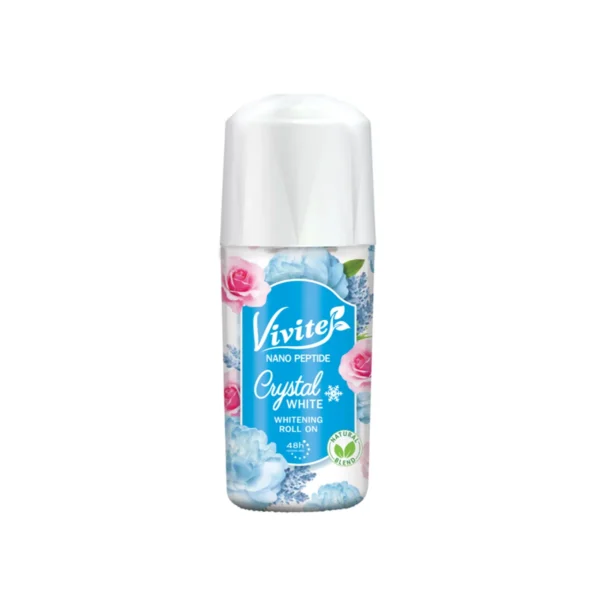 perfume-cologne-0140 Vivite วีไวต์ ไวท์เทนนิ่ง โรลออน คริสตัล ไวท์ 45 มล. x1, สีฟ้า, รักแร้เนียนไบรท์ โรลออนระงับกลิ่นตัว 48 ชม.