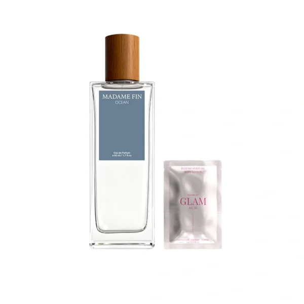 perfume-cologne-0308 Madame Fin น้ําหอมชายคอลเลคชั่น Element Of Energy OCEAN (ฟ้าน้ําเงิน) ขนาด 50ml. 1 ขวด +โลชั่นขนาดพกพา ขนาด 10ml 1 ซอง(คละ)