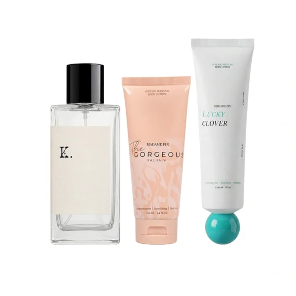 Faye x Madame Fin น้ําหอม K. Eau de Parfum 1 ขวด + โลชั่นน้ําหอม รุ่นCONTENTED 1 หลอด+โลชั่นน้ําหอมมาดามฟิน 1หลอด(คละกลิ่น)