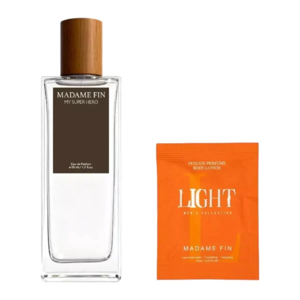 perfume-cologne-0351 Madame Fin น้ําหอม MY SUPER HERO ขนาด 50ml. 1 ขวด +โลชั่นขนาดพกพา ขนาด 10ml 1 ซอง (คละ)