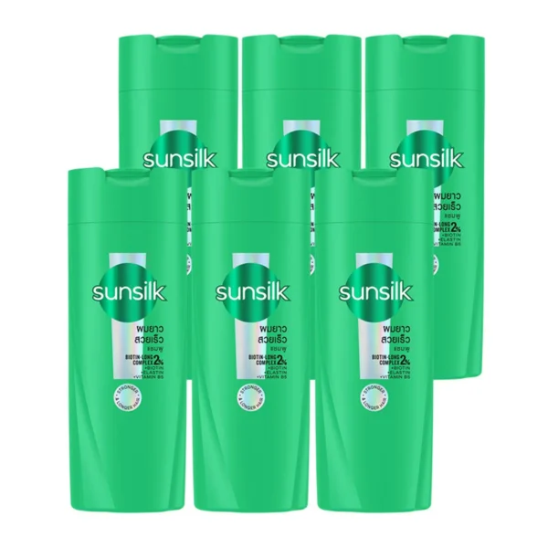 personal-care-0010 ซันซิล แชมพู เฮลธีเออร์แอนด์ลอง สูตรผมยาวสวยสุขภาพดี สีเขียวอ่อน 60 มล. x 6