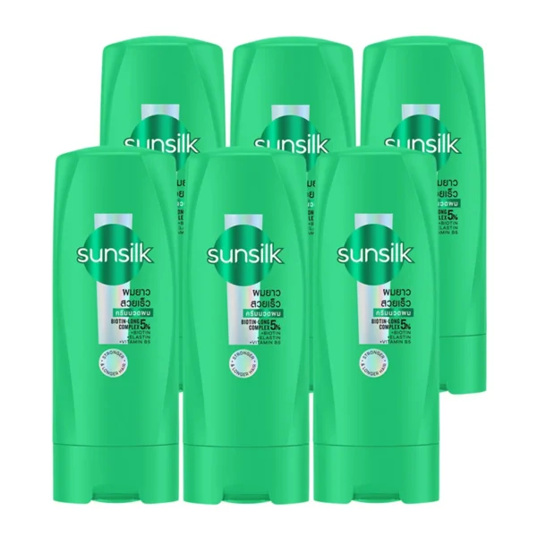 ซันซิล ครีมนวดผม สูตรเฮลธีเออร์ แอนด์ ลอง สีเขียว 60 มล. x 6