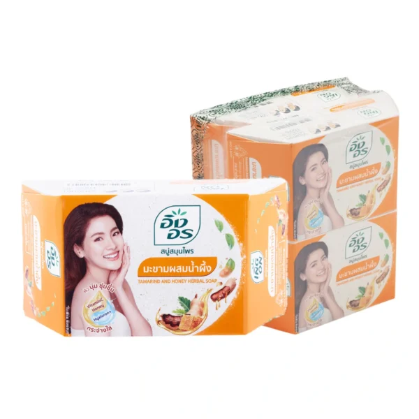 personal-care-0125 อิงอร สบู่สมุนไพร สูตรมะขามผสมน้ําผึ้ง 85 ก. x 4