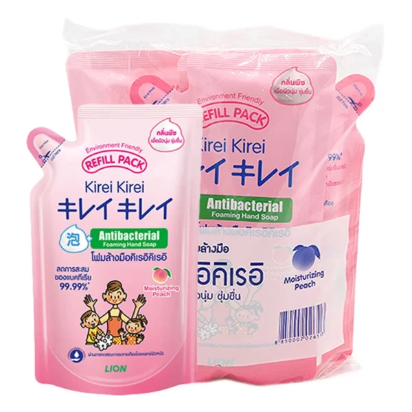 personal-care-0141 คิเรอิ คิเรอิ โฟมล้างมือ กลิ่นพีช แบบถุงเติม 200 มล. x 3