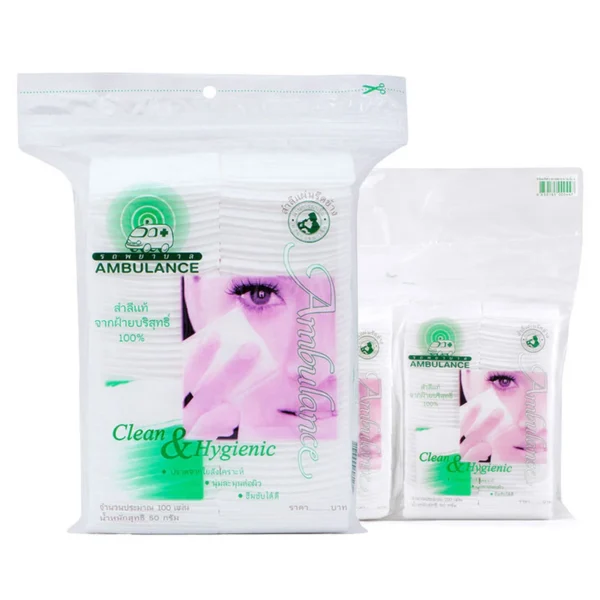 personal-care-0194 รถพยาบาล สําลีรีดข้าง 100 แผ่น x 4