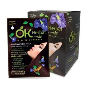 personal-care-0285 โอเค เฮอเบิล แชมพูปิดผมขาว สีน้ําตาลเข้ม 30 มล. x 12