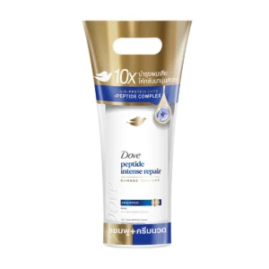 personal-care-0286 โดฟ แชมพู+ครีมนวดผม อินเทนซ์ รีแพร์ สําหรับผมแห้งเสีย สีน้ําเงิน 360+330 มล. x 1+1