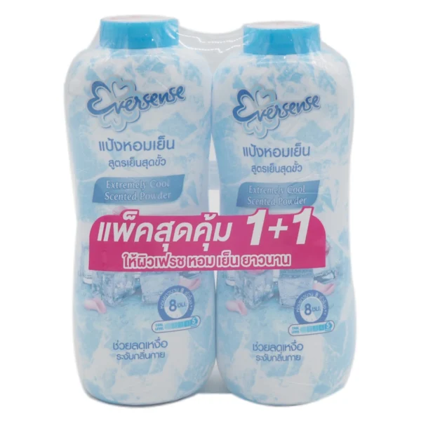 personal-care-0291 เอเวอร์เซ้นส์ แป้งเย็น สูตรเย็นสุดขั้ว สีฟ้า 280 ก. x 2