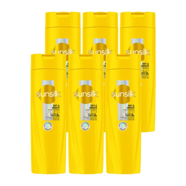 personal-care-0294 ซันซิล แชมพู ซอฟท์ แอนด์ สมูท สีเหลือง 120 มล. x 6
