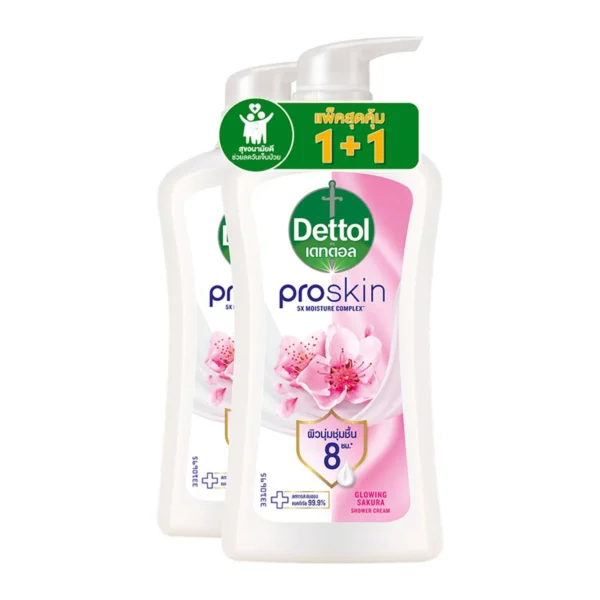 personal-care-0321 เดทตอล ครีมอาบน้ํา โปรสกิน โกลว์วิ่ง ซากุระ 450 มล. x 1+1