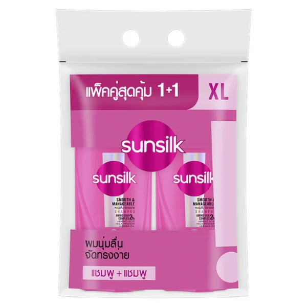 personal-care-0428 ซันซิล แชมพู สูตรผมมีน้ําหนัก จัดทรงง่าย สีชมพู 425 มล. x 1+1