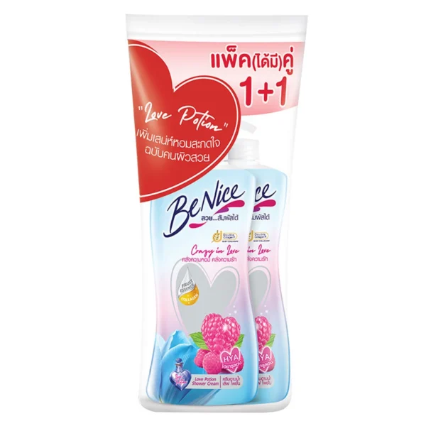 บีไนซ์ ครีมอาบน้ํา เลิฟโพชั่น สีฟ้า 400 มล. x 1+1