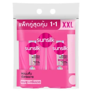 ซันซิล แชมพู+ครีมนวดผม สีชมพู ผมนุ่มลื่น จัดทรงง่าย 575 + 550 มล.
