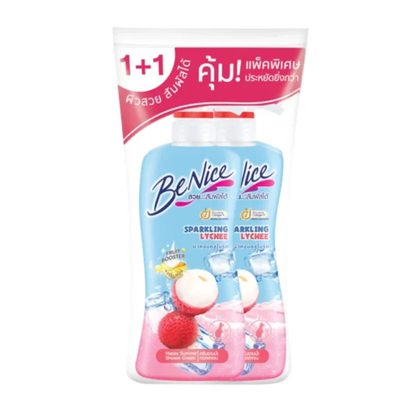 personal-care-0509 บีไนซ์ แฮปปี้ ซัมเมอร์ สปาร์คกลิ้ง ไลชี่ ชาวเวอร์ ครีม 400 มล. x 1+1