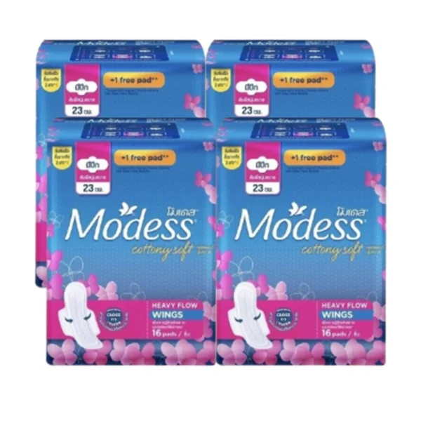personal-care-0586 โมเดส ผ้าอนามัย คอตตอนนี่ซอฟ เฮฟวี่ โฟลว มีปีก 16 ชิ้น x 4