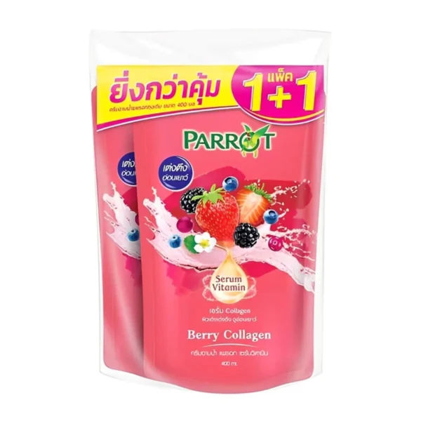 personal-care-0612 แพรอท ครีมอาบน้ํา เบอร์รี่ คอลลาเจน ถุงเติม 400 มล. 1+1