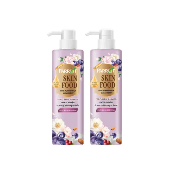 personal-care-0682 ครีมอาบน้ํา แพรอท สกินฟู้ด เพียว อัลมอนด์ มิลค์ แอนด์ อาซาอิเบอร์รี่ 400 มล. x 2