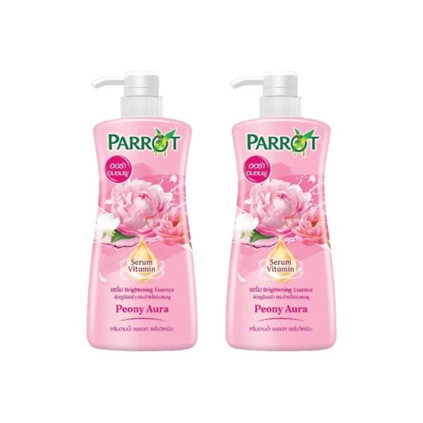 แพรอท ครีมอาบน้ํา เซรั่ม วิตามิน พีโอนี ออร่า สีชมพู 450 มล. x 2