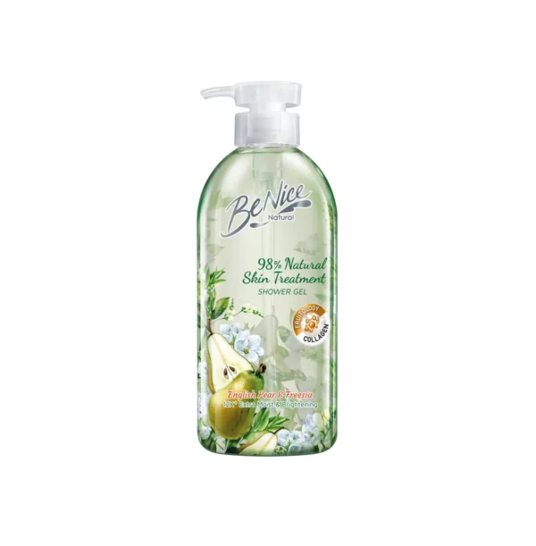 personal-care-0722 บีไนซ์ ผลิตภัณฑ์ชาวเวอร์เจล เนเชอรัล แพร์ฟรีเซีย 450 มล. สีเขียว