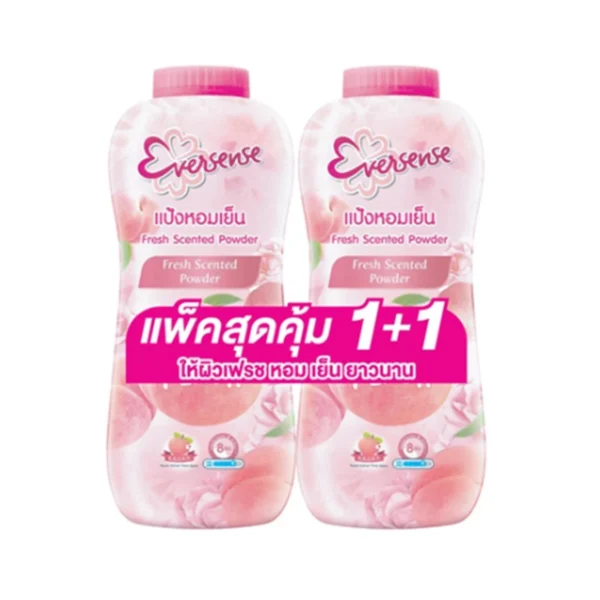 เอเวอร์เซ้นส์ แป้งหอมเย็น สูตรเย็นสดชื่น 280 กรัม สีพีช แพ็คคู่