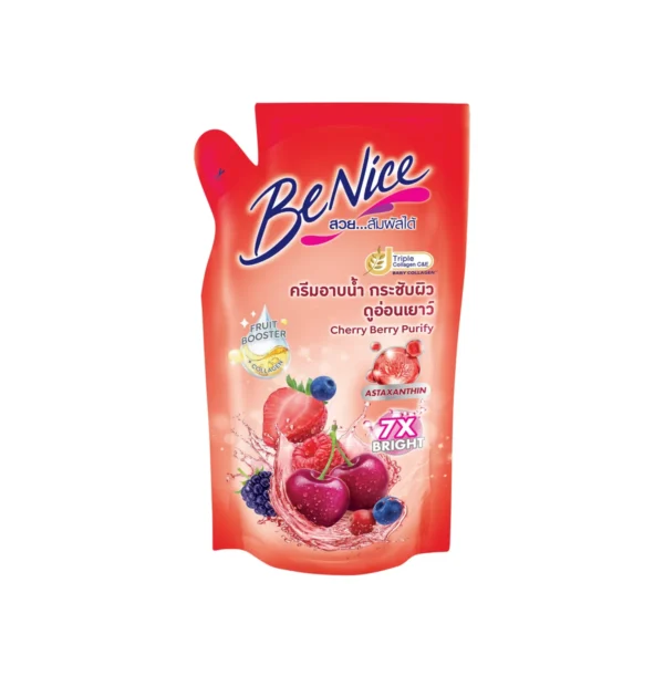 BeNice บีไนซ์ ผลิตภัณฑ์ครีมอาบน้ํา สูตรเชอร์รี่เบอร์รี่ 400 มล. สีแดง
