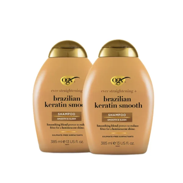 personal-care-0778 โอจีเอ็กซ์ แชมพู เอเวอร์ สเตรทเทนนิ่ง + บราซิลเลี่ยน เคราติน เทอราพี 385 มล. x 2