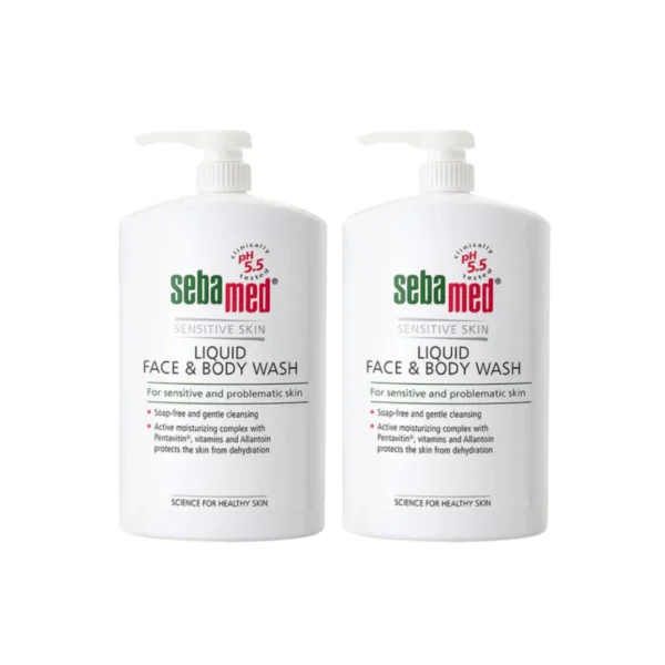 personal-care-1072 SEBAMED LIQUID FACE AND BODY WASH pH5.5 (1000ML) ครีมอาบน้ํา ล้างหน้า สําหรับผิวแพ้ง่าย จํานวน 2 ชิ้น
