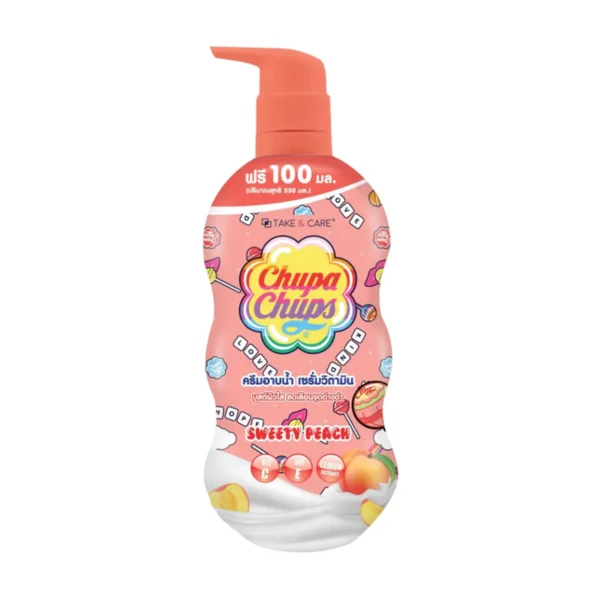 Chupa Chups ครีมอาบน้ํา ผิวนุ่มลื่น ไม่แห้งตึง ผิวนุ่มชุ่มชื้น กลิ่นพีช ขนาด 550 มล.