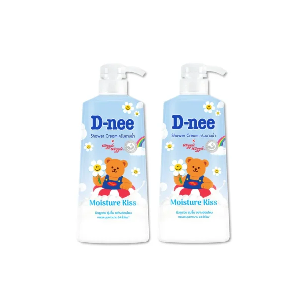 [แพ็ค2] D-nee ดีนี่ ครีมอาบน้ํา มอยซ์เจอร์ คิส 450มล.x2 สีฟ้า, หอมละมุน ชุ่มชื่น ยาวนาน24ชม.
