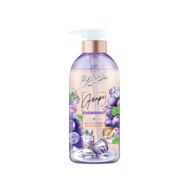 personal-care-1106 BeNice บีไนซ์ เกรป เอ็กโซ ไบรท์ ชาวเวอร์ เจล 450มล., สีม่วง