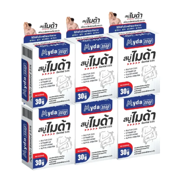 Myda Soap - สบู่ไมด้า สูตรซัลเฟอร์ 2.5% - ขนาด 30 g (1 แพ็ค 6 ก้อน) GOM0001CPA