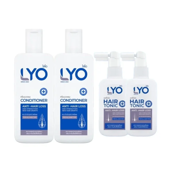 LYO โทนิก 100 ml 2 + ครีมนวด 2 ไลโอ หนุ่มกรรชัย แก้ผมบาง ผมหงอก ผมดกดํา ลดความมันผม ขจัดรังแค ลดการคันหนังศีรษะ ผมแตกปลาย