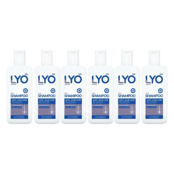 LYO ไลโอ แชมพู 6 ขวด หนุ่มกรรชัย แก้ผมบาง ผมหงอก ผมดกดํา ลดความมันผม ขจัดรังแค ลดการคันหนังศีรษะ ผมแตกปลาย Lyo