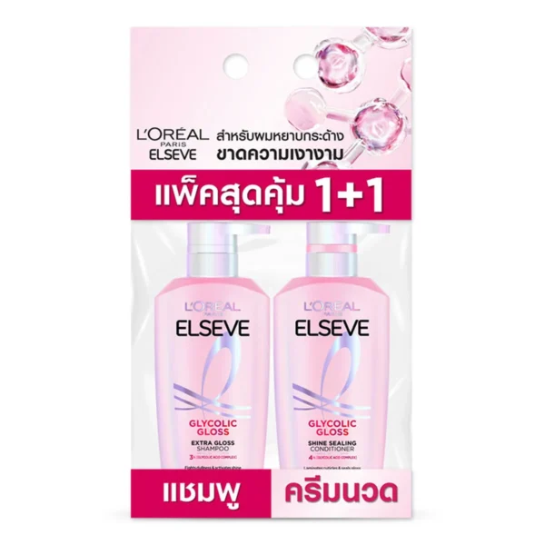 ลอรีอัล เอลแซฟ แชมพู+ครีมนวด ไกลโคลิค กลอส 400+375 มล. x 1+1