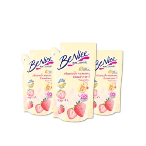 [แพ็ค3] BeNice บีไนซ์ โตเกียว อิจิโกะ ชาวเวอร์ ครีม ถุงเติม 400 มล. X3, สีขาว